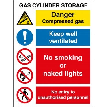 Material: 1mm Rigid Plastic Compressed Gas Warning Signs