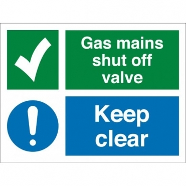 Gas Mains Shut Off Valve Keep Clear Signs