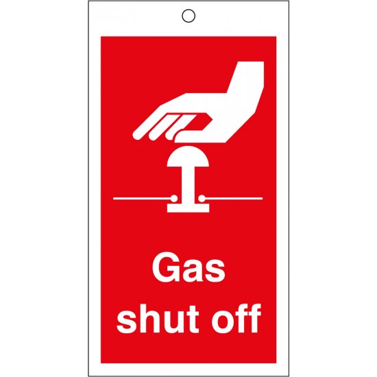 Gas Shut Off Safety Tags 80mm x 150mm Pack of 10