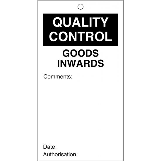 Goods Inwards Quality Control Tags 80mm x 150mm Pack of 10