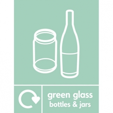 Green Glass Waste Recycling Signs