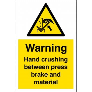 Hand Crushing Between Press Brake And Material Sign