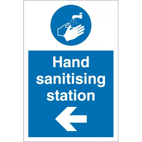 Hand Sanitising Station Arrow Left Signs