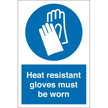 Heat Resistant Gloves Must Be Worn Sign