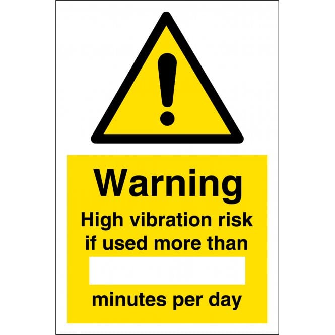 High Vibration Risk If Used More Than Minutes Per Day Sign
