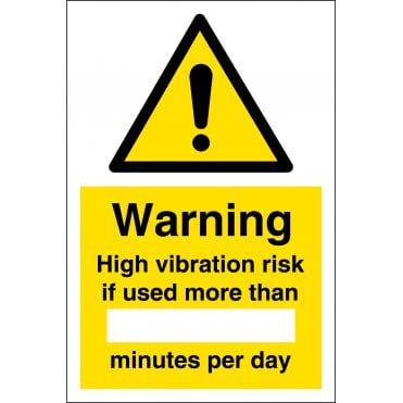 High Vibration Risk If Used More Than Minutes Per Day Sign