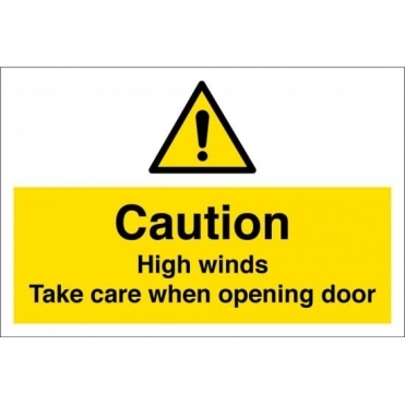 High Winds Take Care When Opening Door Signs