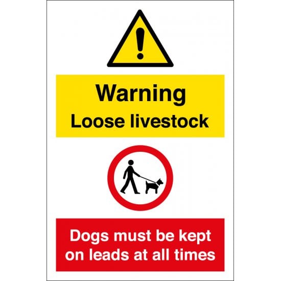 Loose Livestock Dogs Must Be Kept On Leads Signs
