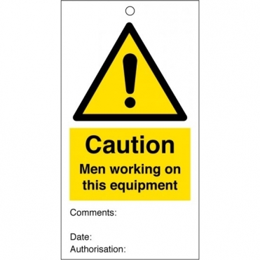 Men Working On This Equipment Safety Tags 80mm x 150mm Pack of 10