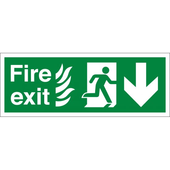 NHS Fire Exit Arrow Down Signs