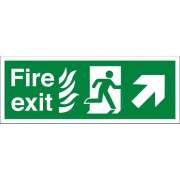 NHS Fire Exit Arrow Up Right Signs