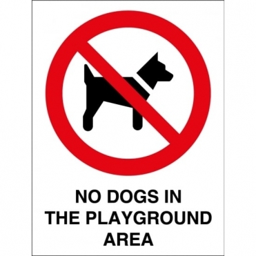 No Dogs In The Playground Area Signs