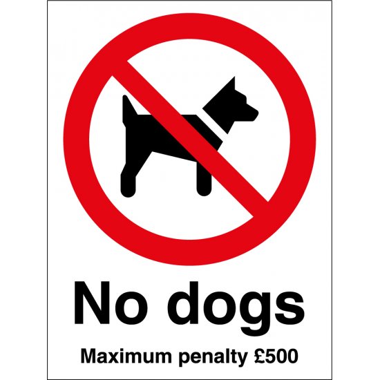 No Dogs Maximum Penalty Signs