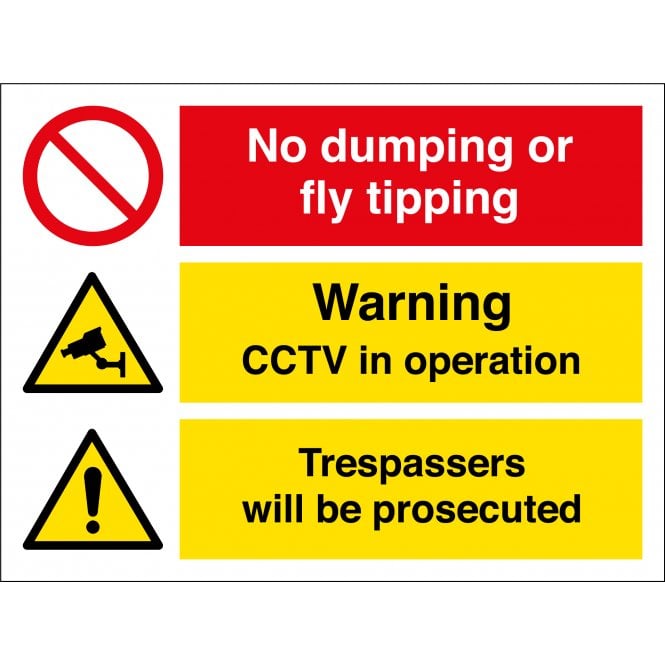 No Dumping Or Fly Tipping Trespassers Sign