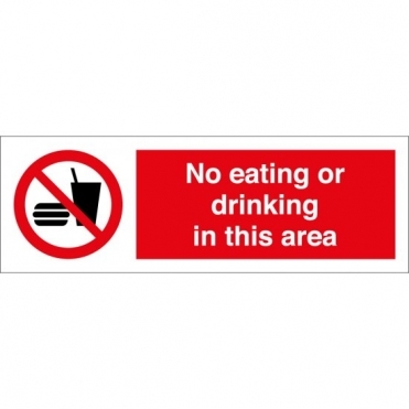 Size: 300mm x 100mm Key Signs No Eating Or Drinking Signs