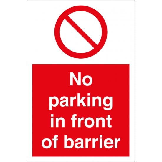 No Parking In Front Of Barrier Sign