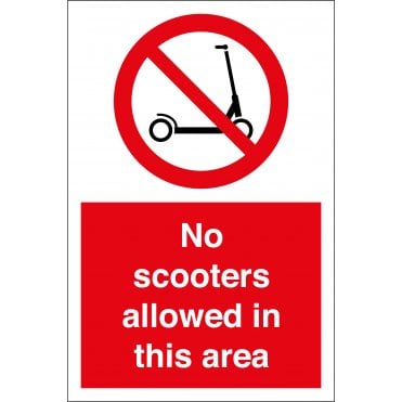 No Scooters Allowed In This Area Sign