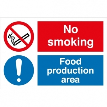 No Smoking Food Production Area Signs
