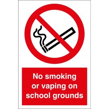 No Smoking Or Vaping On School Grounds Sign