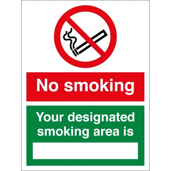 No Smoking Your Designated Smoking Area Is Signs