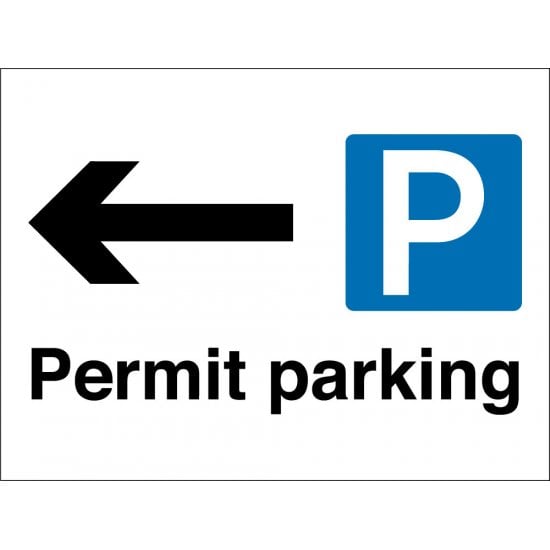 Permit Parking Arrow Left Signs