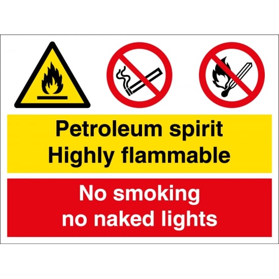 Petroleum Spirit Highly Flammable No Smoking Signs