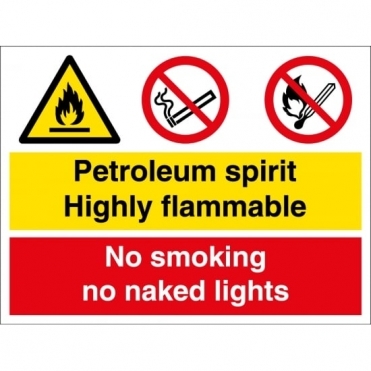 Petroleum Spirit Highly Flammable No Smoking Signs