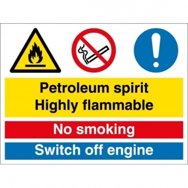 Petroleum Spirit Highly Flammable No Smoking Switch Off Engine Signs