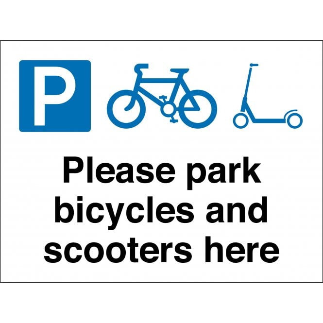 Please Park Bicycles And Scooters Here Sign