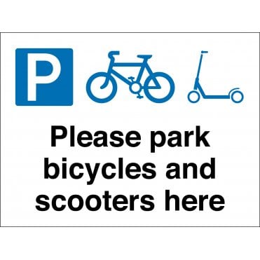 Please Park Bicycles And Scooters Here Sign