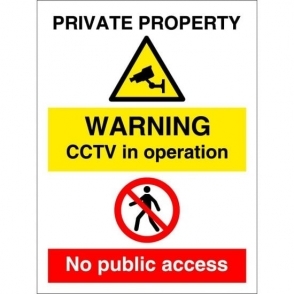 Private Property CCTV No Public Access Signs