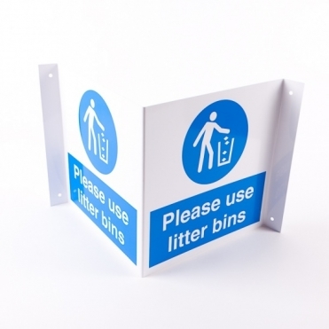 Projecting Use Litter Bins Signs