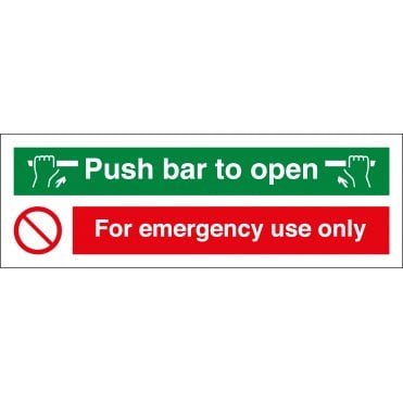 Push Bar To Open For Emergency Use Only Sign