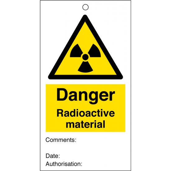 Radioactive Material Safety Tags 80mm x 150mm Pack of 10