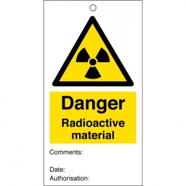 Radioactive Material Safety Tags 80mm x 150mm Pack of 10