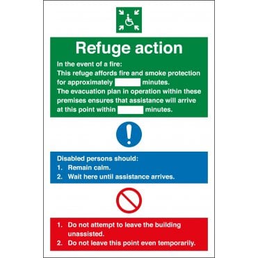 Refuge Fire Action Signs