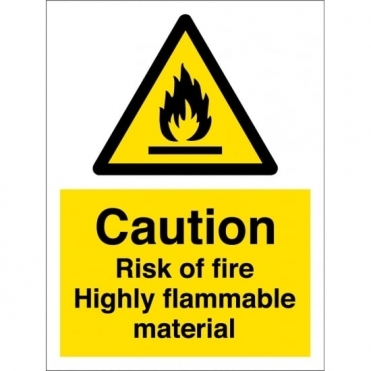 Risk Of Fire Highly Flammable Material Signs