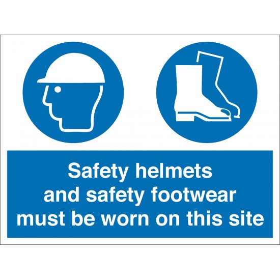 Safety Helmets And Footwear Must Be Worn Signs