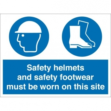 Safety Helmets And Footwear Must Be Worn Signs