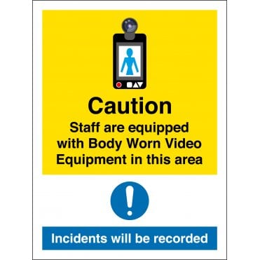Staff Body Worn Video Equipment In This Area Sign