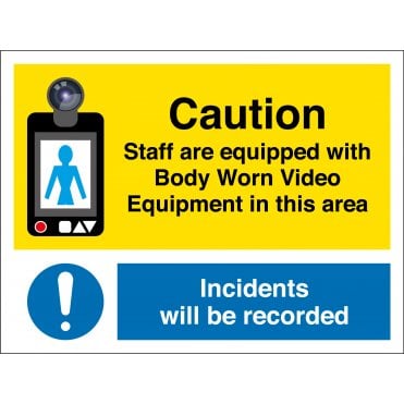 Size: 400mm x 300mm Body Worn Camera Signs