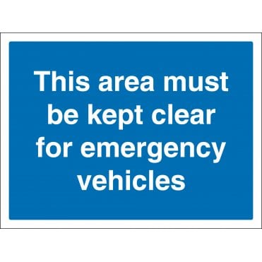 This Area Must Be Kep Clear For Emergency Vehicles Sign