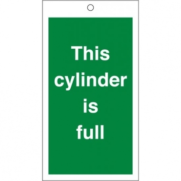 This Cylinder Is Full Safety Tags 80mm x 150mm Pack of 10
