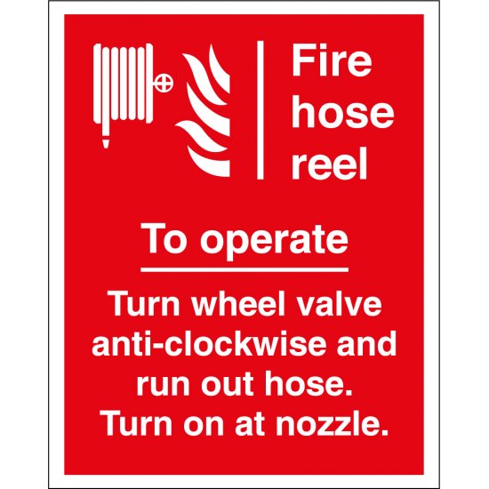 To Operate Fire Hose Reel Signs