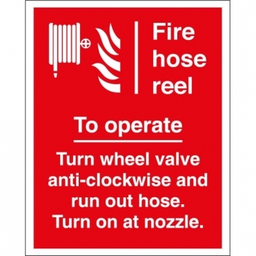 To Operate Fire Hose Reel Signs