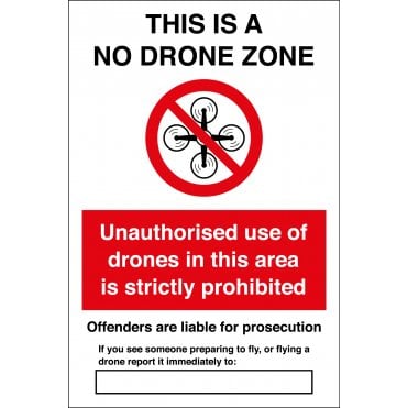 Unauthorised Use Of Drones Prohibited Sign
