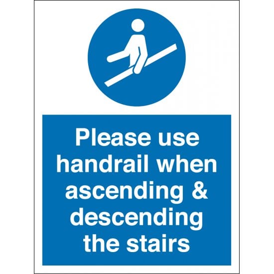 Use Handrail On Stairs Signs
