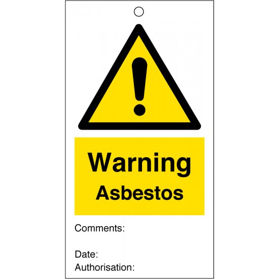 Warning Asbestos Safety Tags 80mm x 150mm Pack of 10