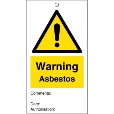 Warning Asbestos Safety Tags 80mm x 150mm Pack of 10