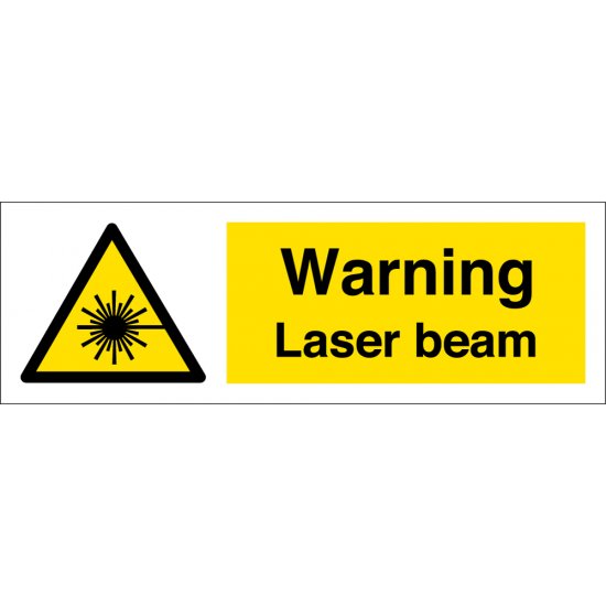 Size: 300mm x 100mm Laser Beam Warning Signs